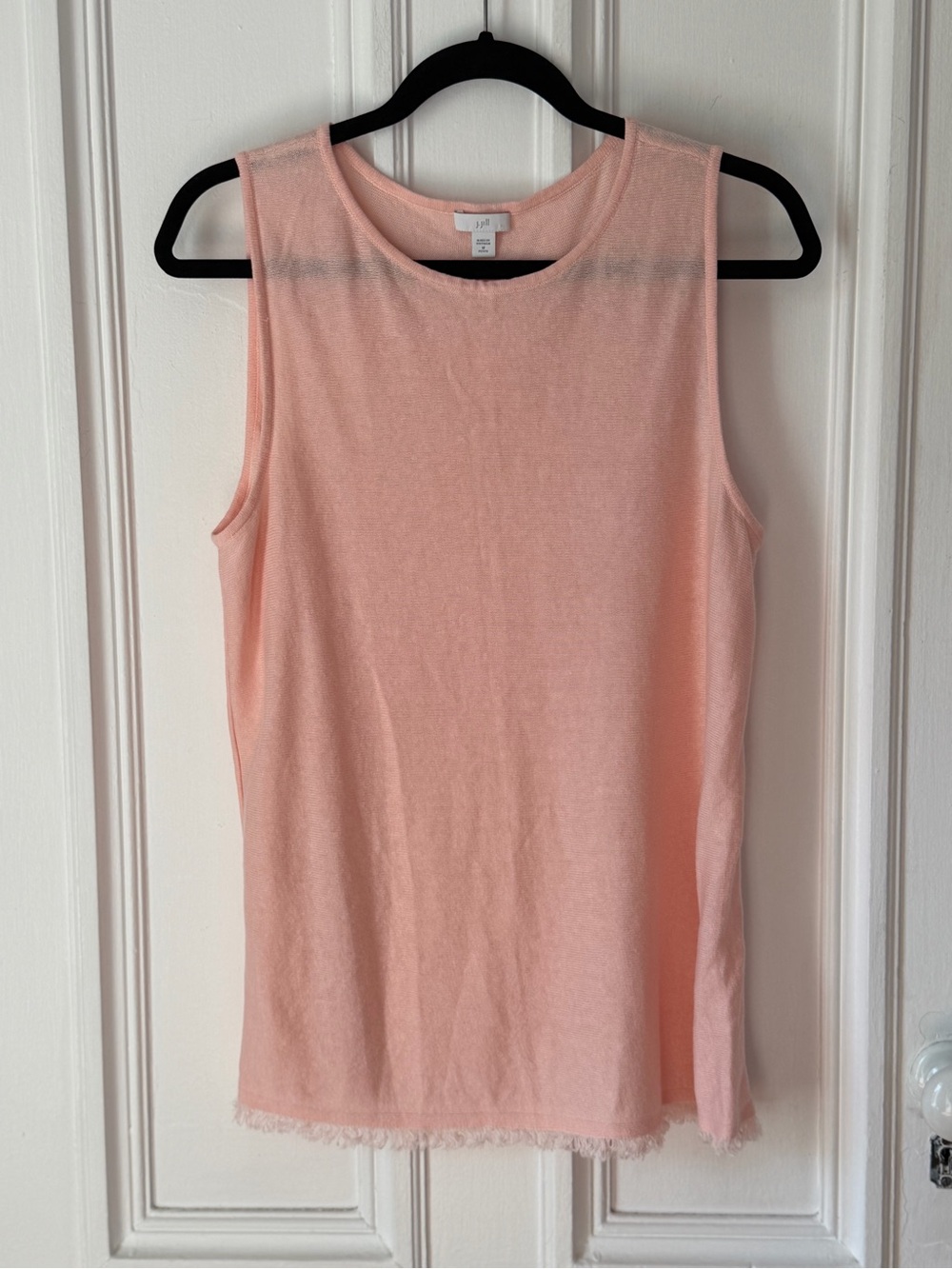 Women’s J Jill Light Pink Sleeveless Linen Blend Feather Edge Tank Size Medium